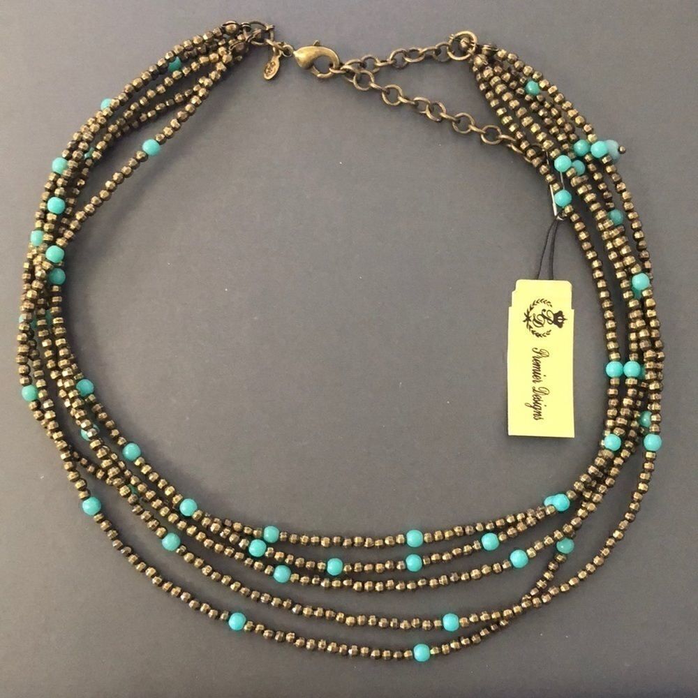 NEW with tags! Premier Designs ST. TROPEZ multi-strand turquoise Necklace